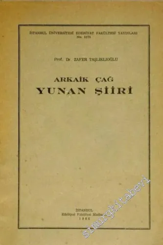 Arkaik Çağ Yunan Şiiri -        1966