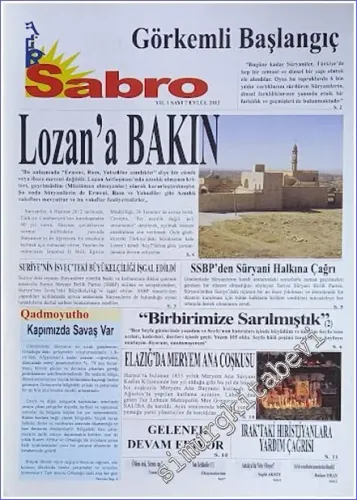 SÜRYANİ: Sabro ( Umut ) - Aylık Bağımsız Siyasi Gazete - Sayı: 7    Yıl: 1  Eylül