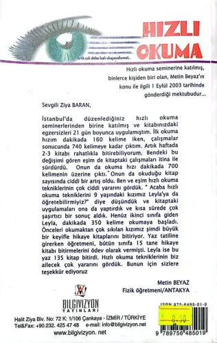 Hızlı Okuma Ziya Baran Bilgivizyon Yayınları