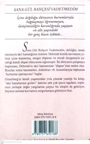 Sana Gül Bahçesi Vadetmedim Joanne Greenberg Metis Yayınları