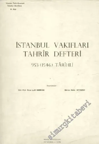 İstanbul Vakıfları Tahrir Defteri 953 (1546) Tarihli -        1970