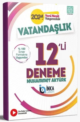 İnka Uzem Yayınları 2024 KPSS Vatandaşlık 12 Deneme Video Çözümlü