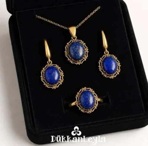 Lapis Taşlı Bronz Set