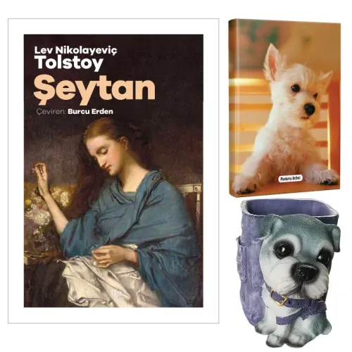 Şeytan - Tolstoy ve Dekoratif Köpek Kalemlik - Pamuk Şeker Planlama Defteri