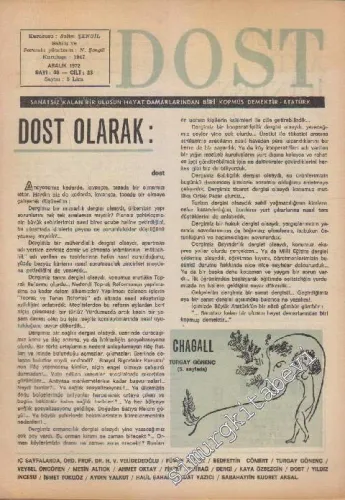Dost Fikir ve Sanat Dergisi - Sayı: 98  25    Aralık 1972
