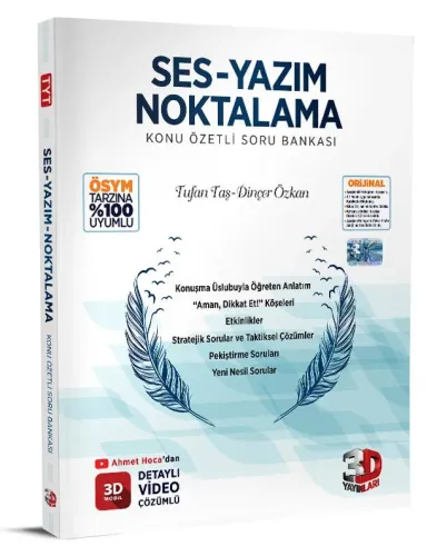 3D YAYINLARI TYT SES YAZIM NOKTALAMA KONU ÖZETLİ SORU BANKASI