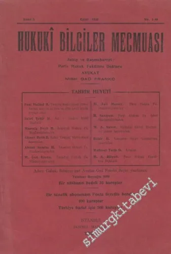 Hukuki Bilgiler Mecmuası - Sayı: 1 - 49    5  Eylül