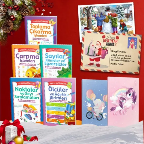 Kişiye Özel Kartpostallı -  Akıllı Matematik Seti - 5 Kitap  2  Defter -1