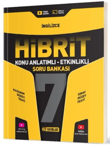 Hız Yayınları 7. Sınıf İngilizce HİBRİT Konu Anlatımlı Etkinlikli Soru