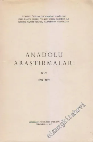Anadolu Araştırmaları - Sayı : 4-5