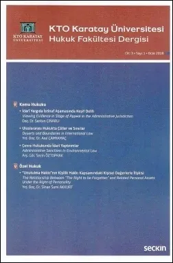 KTO Karatay Üniversitesi Hukuk Fakültesi Dergisi C: 3 S: 1 Ocak 2018