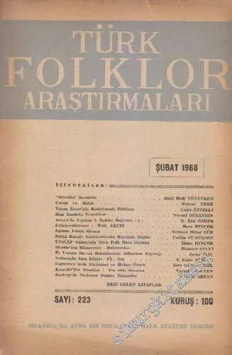 Türk Folklor Araştırmaları Dergisi - Sayı: 223 Cilt: 11 Yıl: 19 Şubat