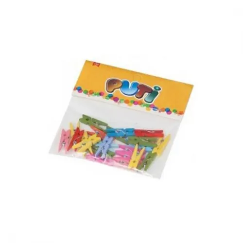 PUTİ AHŞAP BÜYÜK MANDAL RENKLİ 12 li