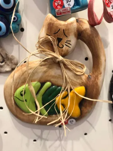 Seramik Kılçıklı Kedi Yeşil