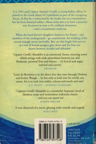Captain Correlli's Mandolin Louis de Bernieres Vintage Books %53 indir