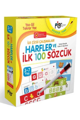 Harfler ve İlk 100 Sözcük-Yaz-Sil-Tekrar Yaz