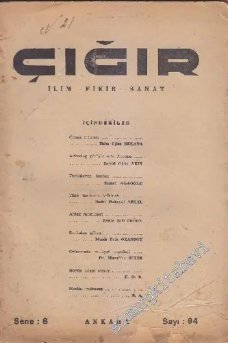 Çığır İlim, Fikir, Sanat Dergisi - Sayı: 94  9  8  Eylül