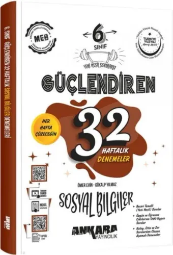 Ankara Yayıncılık 6. Sınıf Sosyal Bilgiler Güçlendiren 32 Haftalık Kazanım Denemeleri
