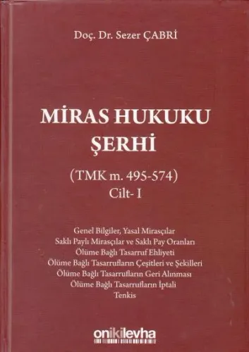 Miras Hukuku Şerhi Cilt - I