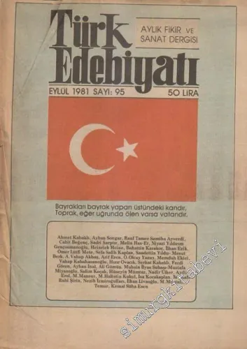 Türk Edebiyatı Aylık Fikir ve Sanat Dergisi - Dosya: Yücel Çakmaklı 4. Murat'ı Anlattı - Sayı: 95      Eylül