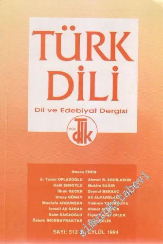 Türk Dili Dil ve Edebiyat Dergisi  - 513      Eylül