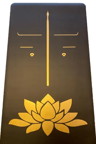 Yogatime Rubber Yoga-Pilates Mat Golden Line 5mm Lotus Siyah