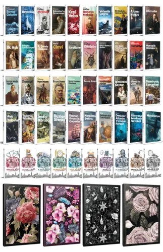 50 Dünya Klasiği ve Çiçekli Çizgili Defter Seti -1 - Halkkitabevi