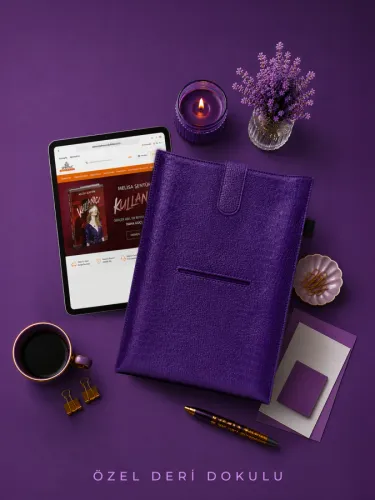 Yeni Nesil Kitap ve Tablet Çantası - Özel Deri Dokulu (MOR)