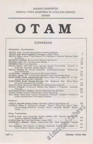 OTAM: Osmanlı Tarihi Araştırma ve Uygulama Merkezi Dergisi  - Sayı: 3      Ocak