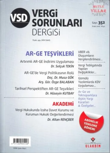Vergi Sorunları Dergisi Yıl:41 Sayı:352 Ocak 2018