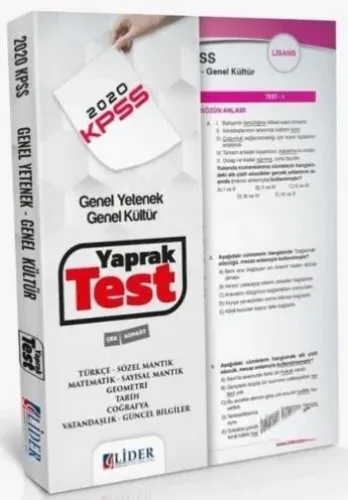 Lider 2020 KPSS Genel Yetenek Genel Kültür Yaprak Test-YENİ Lider Yayı
