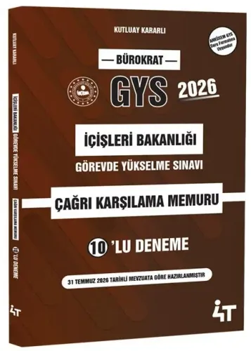 4T Yayınları GYS İçişleri Bakanlığı Çağrı Karşılama Memuru 10'lu Deneme