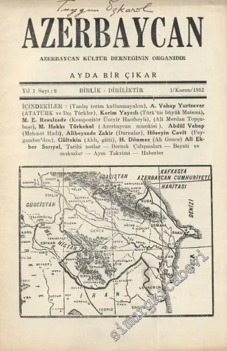 Azerbaycan - Azerbaycan Kültür Derneği Organı - Sayı: 8, Şubat 1952
