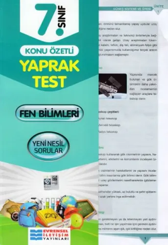 7. Sınıf Fen Bilimleri Konu Özetli Yaprak Test Evrensel İletişim Yayınları