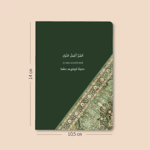 Ihsan - Yeşil Kilim Desenli – 3’lü Mininote Defter