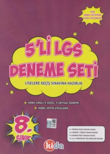 Kida 8. Sınıf LGS 5 li Deneme Seti-YENİ