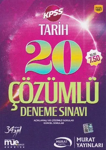 KAMPANYALI-Murat KPSS Tarih 20 Çözümlü Deneme Sınavı 1097