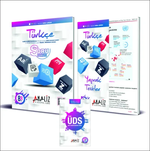 Analiz - 8. Sınıf Türkçe Soru Bankası + Yaprak Test + Ünite Değerlendirme Sınavı 8'Li