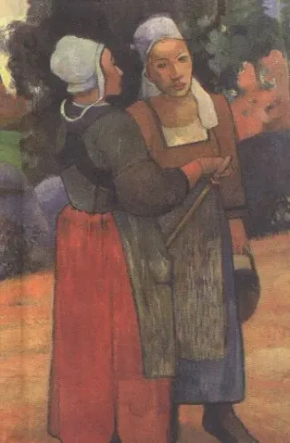 Paul Gauguin : Bretoniche Bauerinnen Küçük Boy