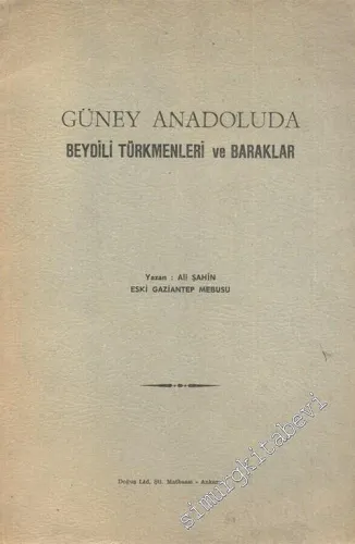 Güney Anadolu'da Beydili Türkmenleri ve Baraklar -        1962