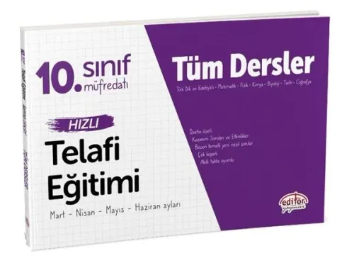 Editör Yayınları 10. Sınıf Tüm Dersler Hızlı Telafi Eğitimi Editör