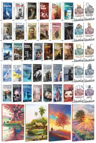 43 Dünya Klasiği ve Manzara Temalı 64 Sayfa Çizgili Defter Seti -1 - H