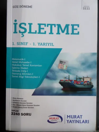 1. Sınıf 1. Yarıyıl İşletme Güz Dönemi