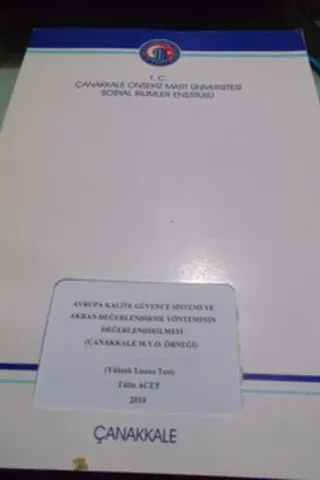 Avrupa Kalite Güvence Sistemi ve Akran Değerlendirme Yönteminin Değerlendirilmesi/Ders notu