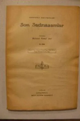 Osmanlı Devrinde Son Sadrıazamlar VI. Cüz