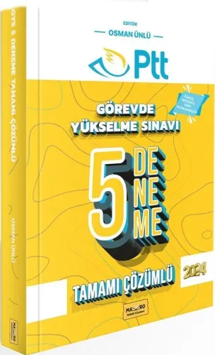Makro Kitap 2024 PTT Görevde Yükselme Sınavına Hazırlık Tamamı Çözümlü 5 Deneme