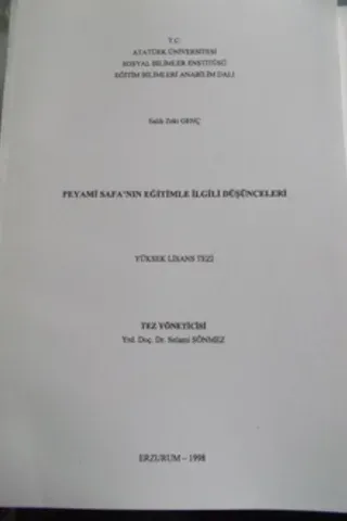 Peyami Safa'nın Eğitimle İlgili Düşünceleri