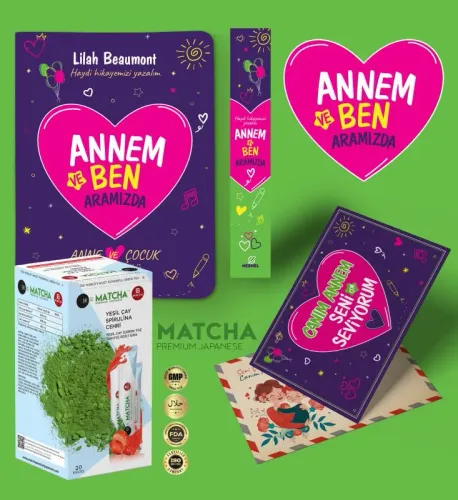 Annem ve Ben Aramızda Ayraç Kartpostal - Çilekli Matcha Çayı 868367287