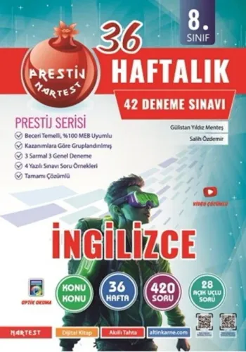 Nartest Yayınları 8. Sınıf Haftalık İngilizce Denemeleri