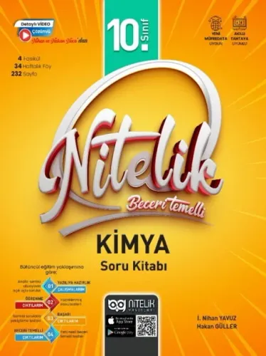 Nitelik Yayınları 10. Sınıf Kimya Beceri Temelli Soru Kitabı